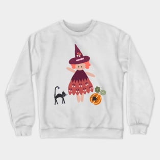 Eclectic Witch - cute cats, spiders, pumpkins for Halloween and fall Crewneck Sweatshirt